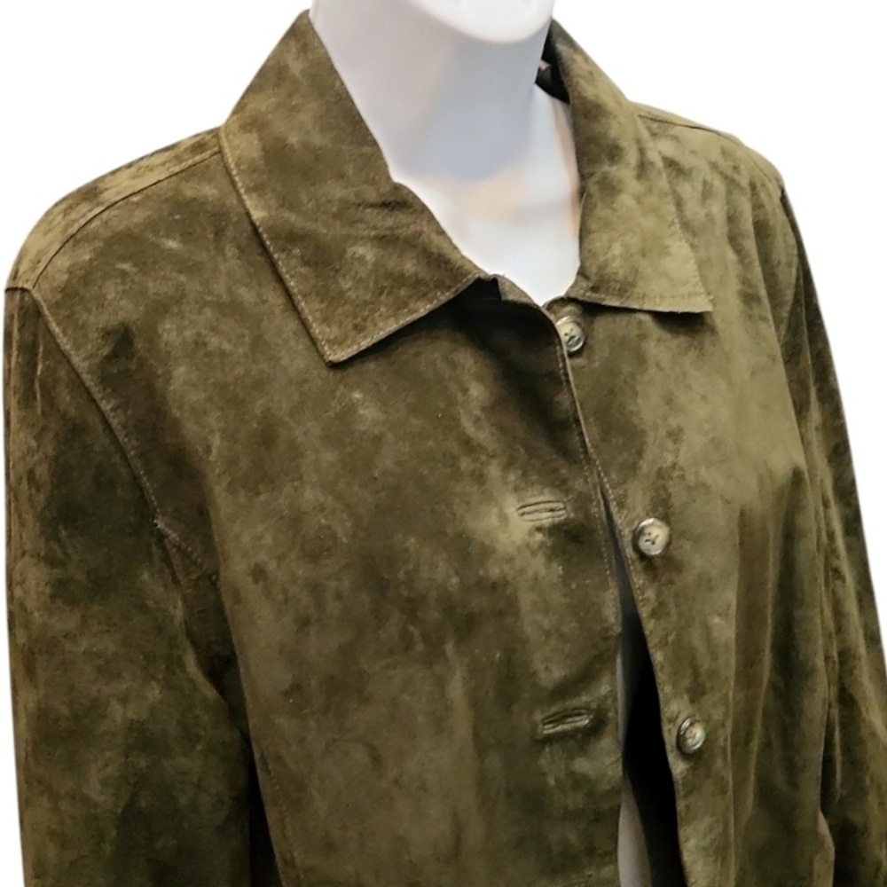 Valerie Separates Vintage Olive Green Suede Jacket - Picture 2 of 7